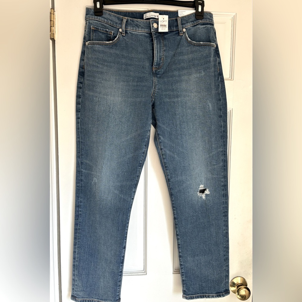LOFT NEW WITH TAGS Jeans Girlfriend Mid Rise Regular Fit size 30 / 10